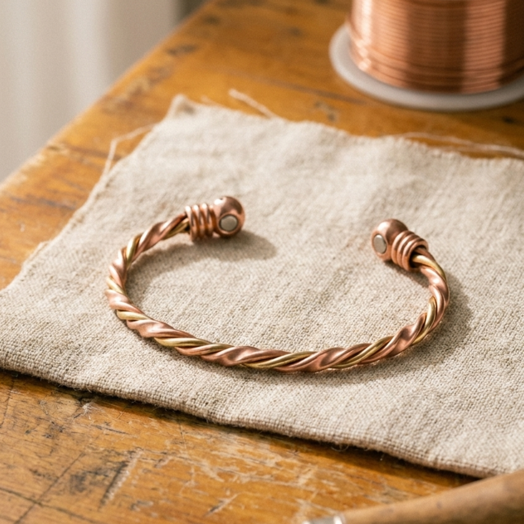 River Knitted Copper Bracelet