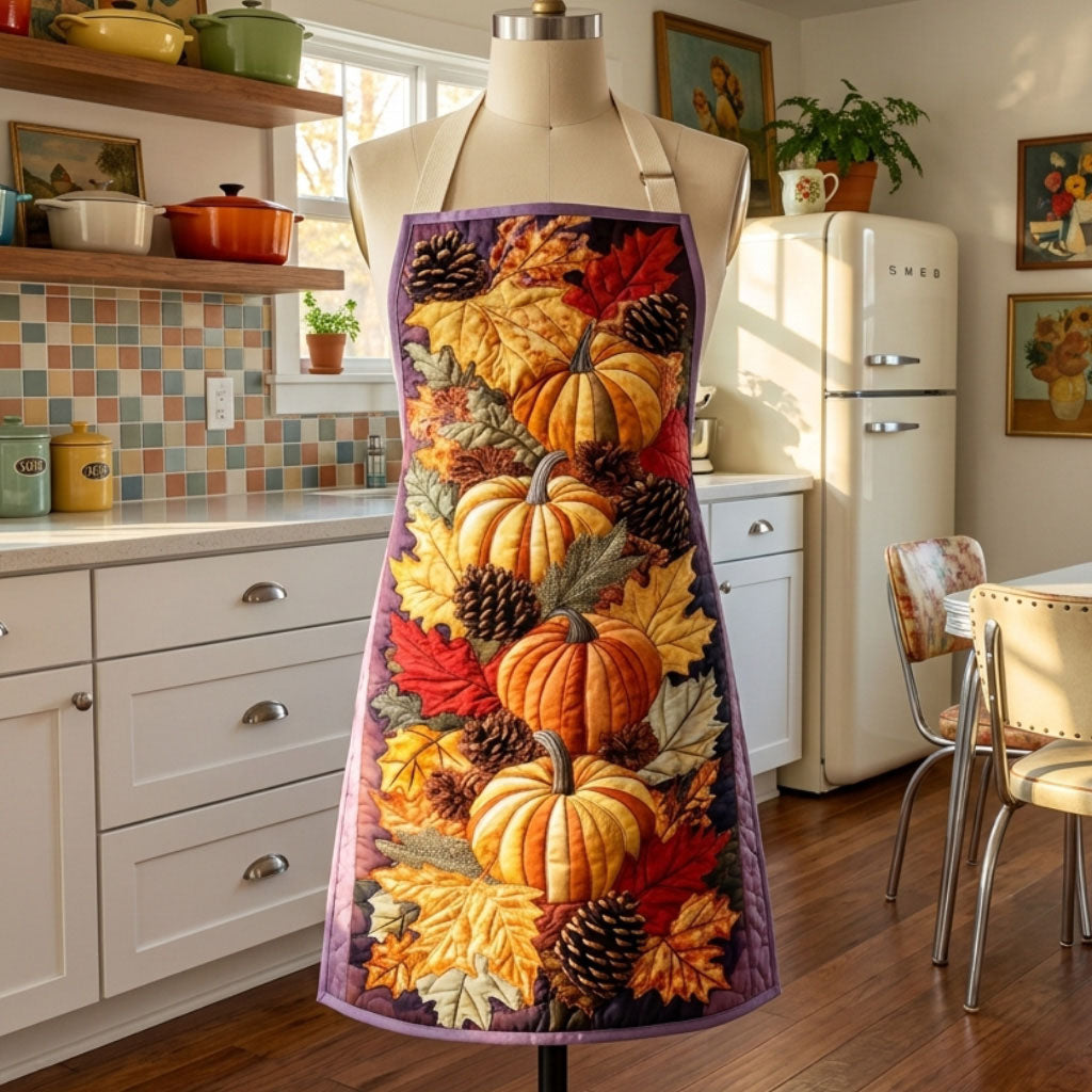 Autumn Flowers Quilted Kitchen Apron