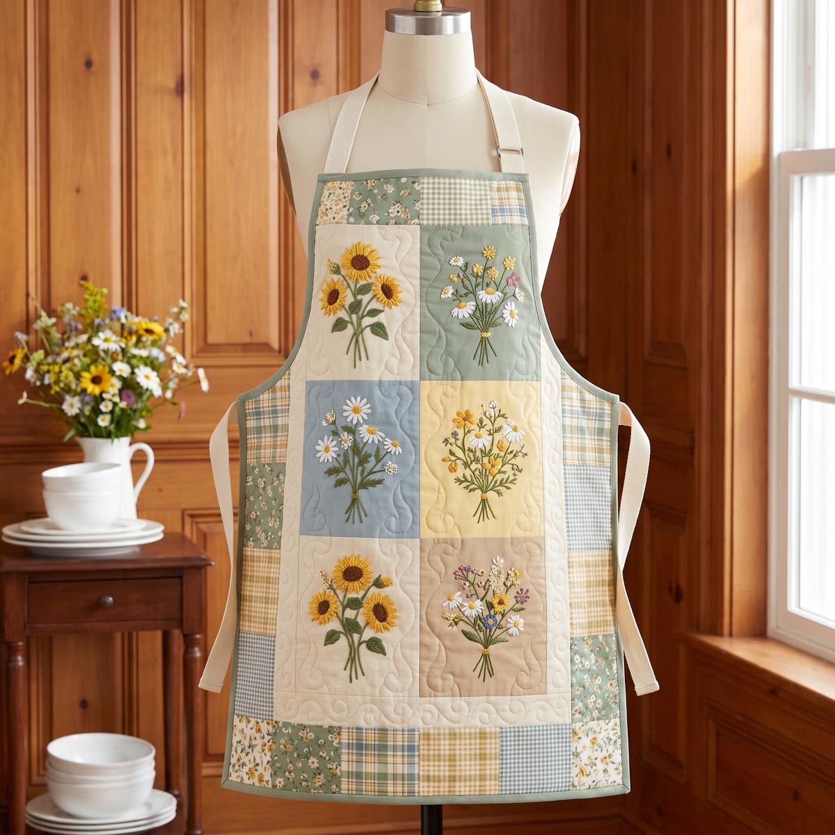 Field Flowers Quilted Kitchen Apron
