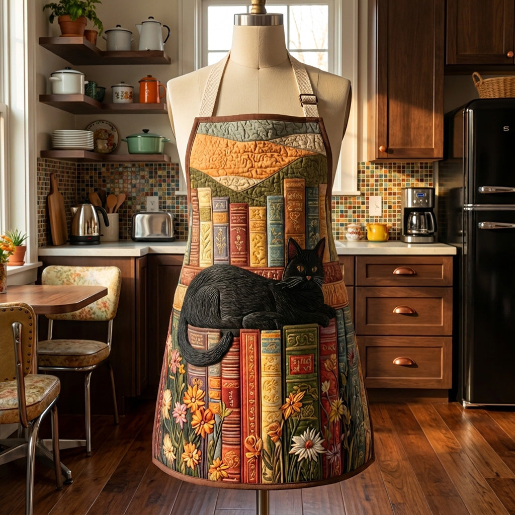 Night Meow Quilted Kitchen Apron