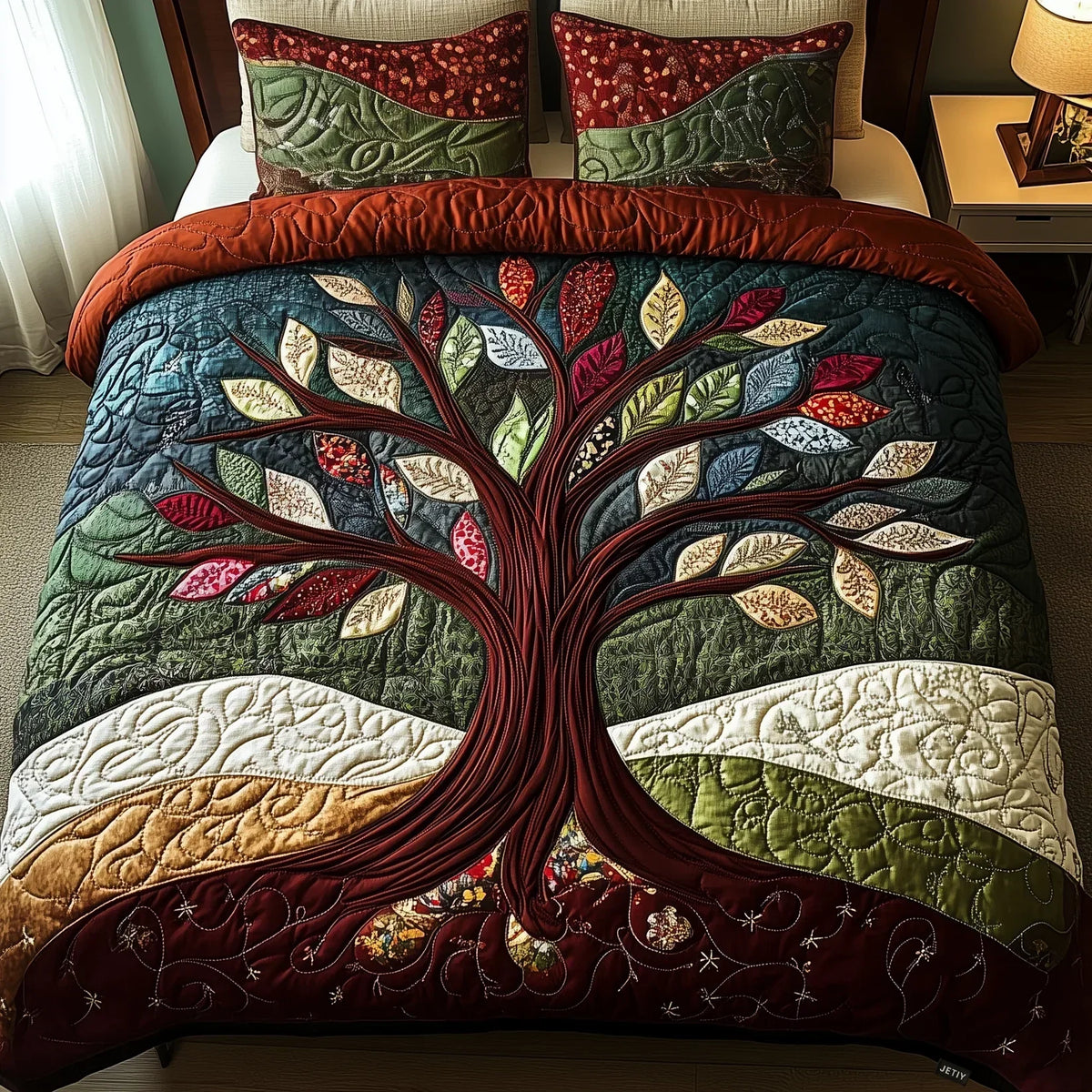 3-Piece Quilted Bed Set - Embrace of Nature
