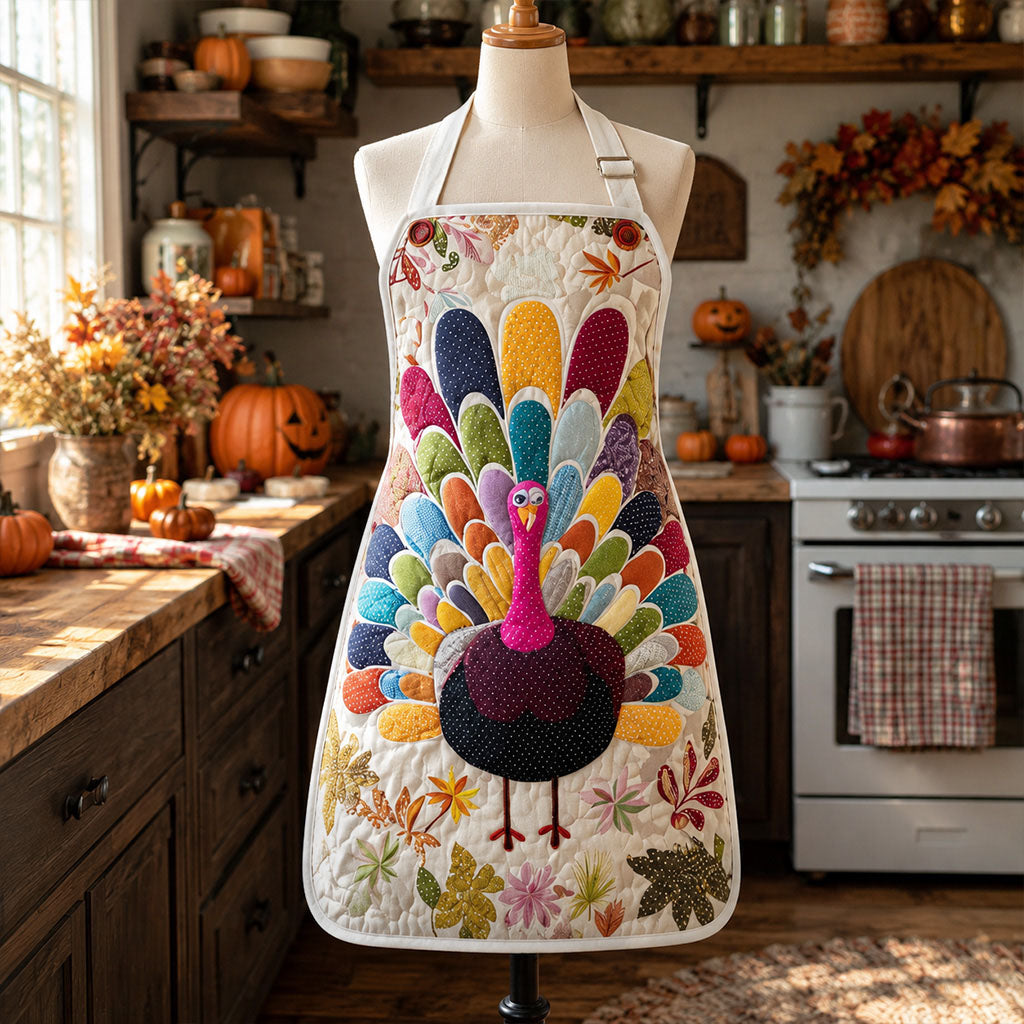 Colorful Harvest Quilted Kitchen Apron