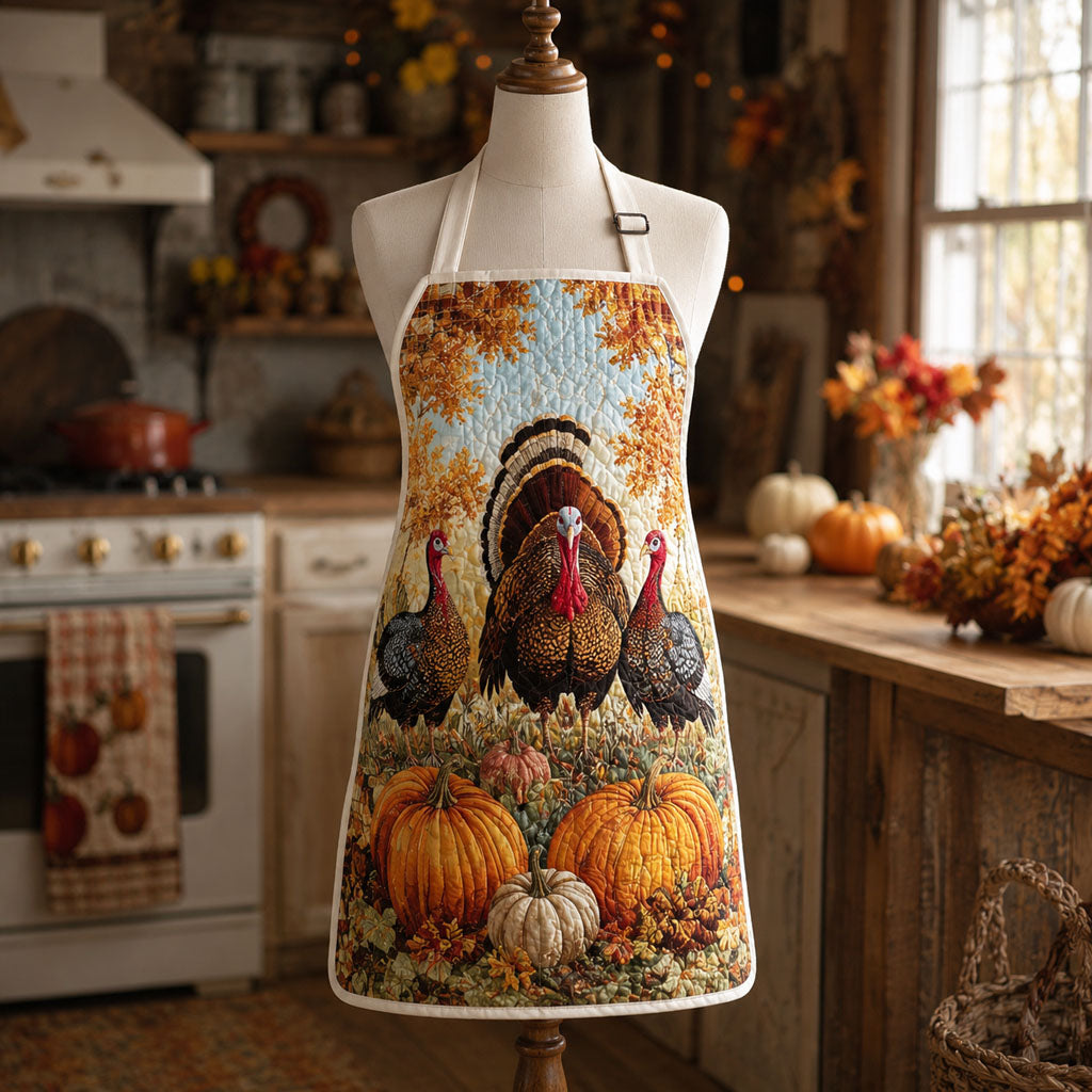 Rustic Autumn Quilted Kitchen Apron
