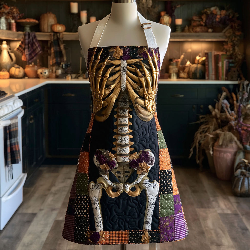 Vintage Skeletons Quilted Kitchen Apron
