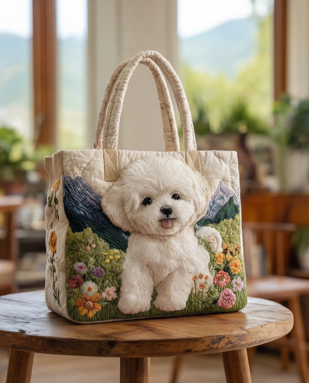 Quilted Handmade Bag "Charming Dog"