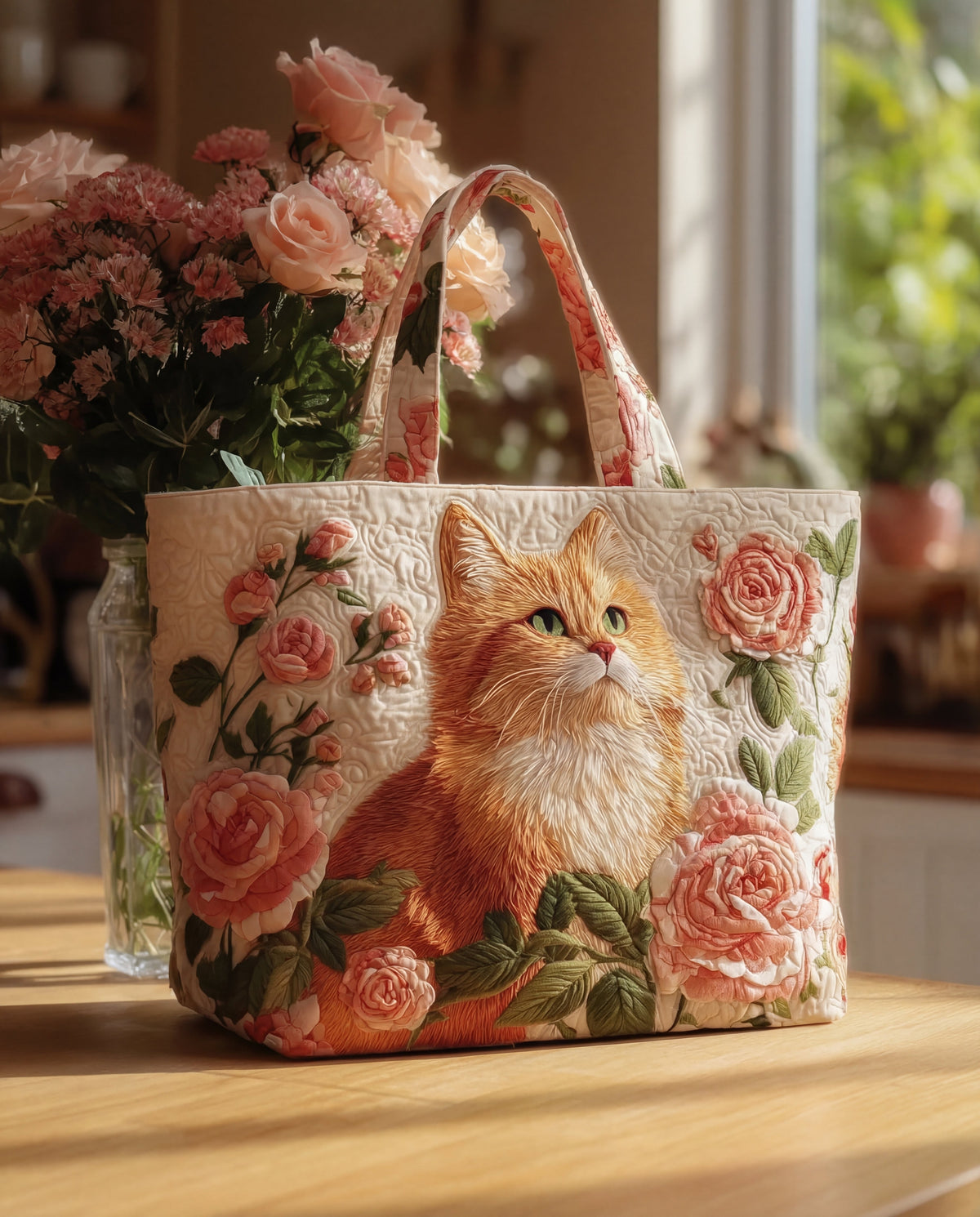Handmade Bag “Cat with Roses”