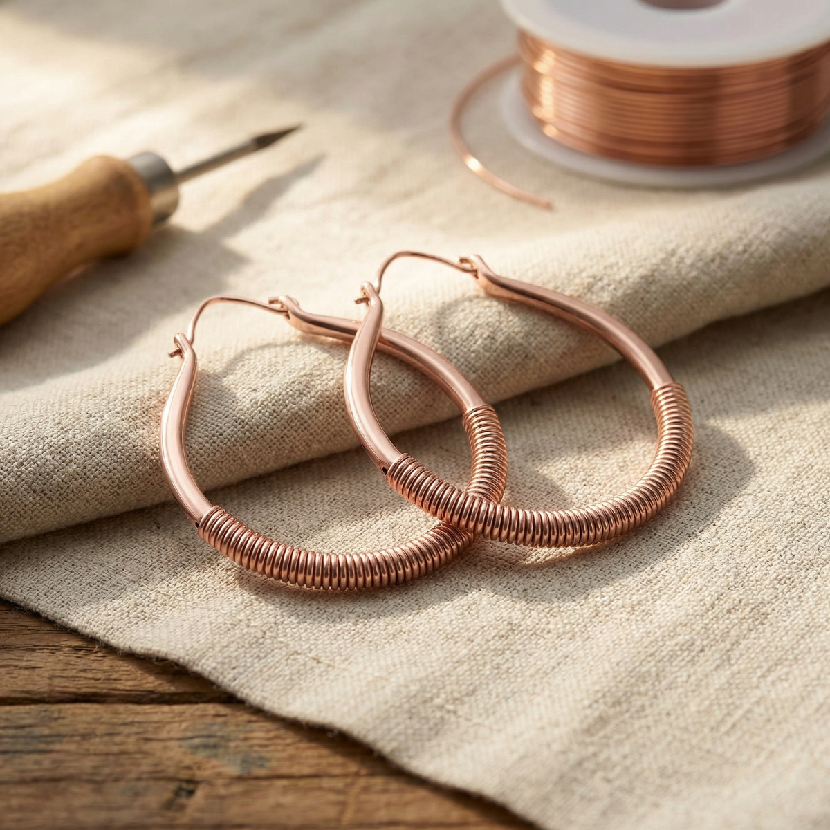 Spiral Design Bronze Drop Earrings