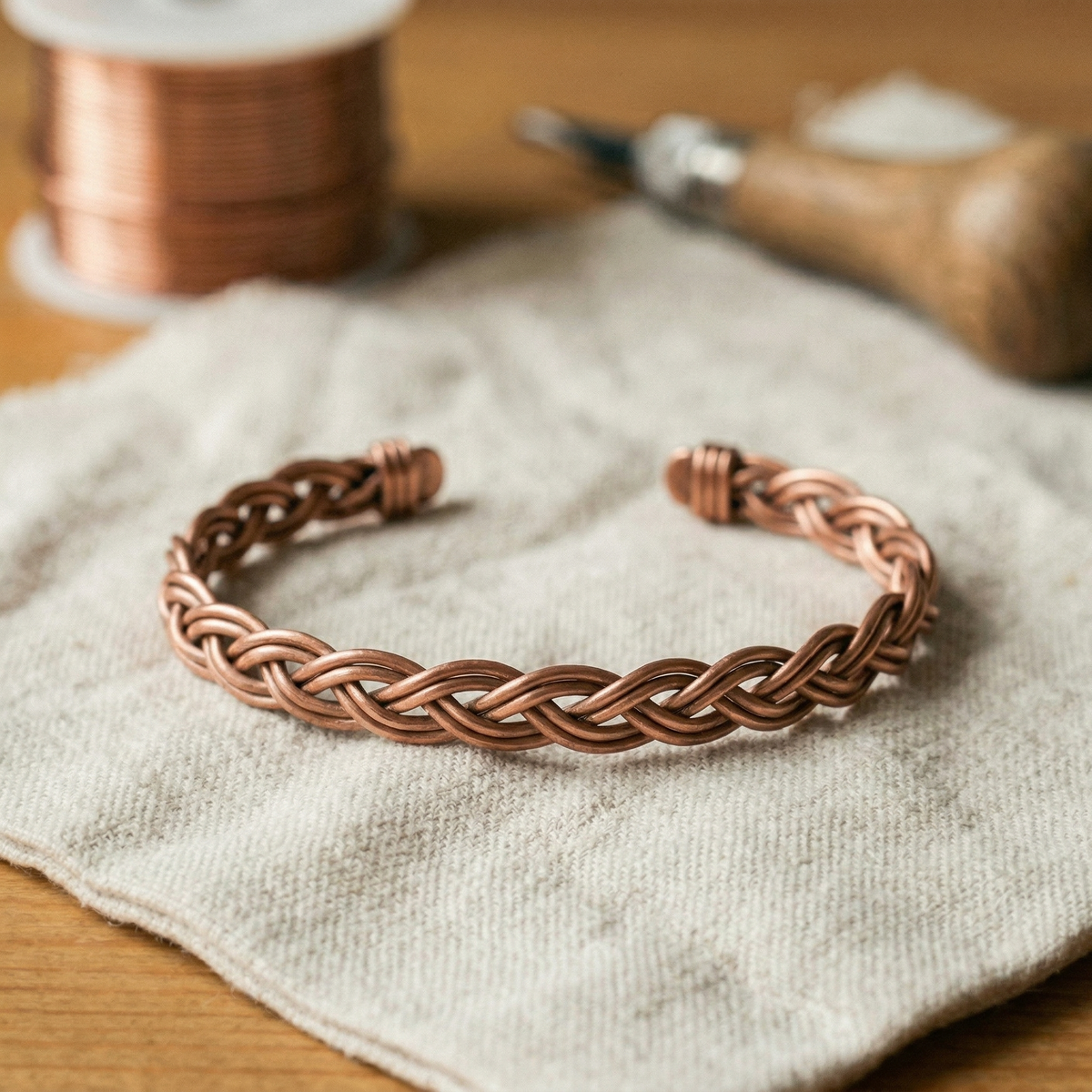 Handcrafted Copper Knit Ankle Bracelet