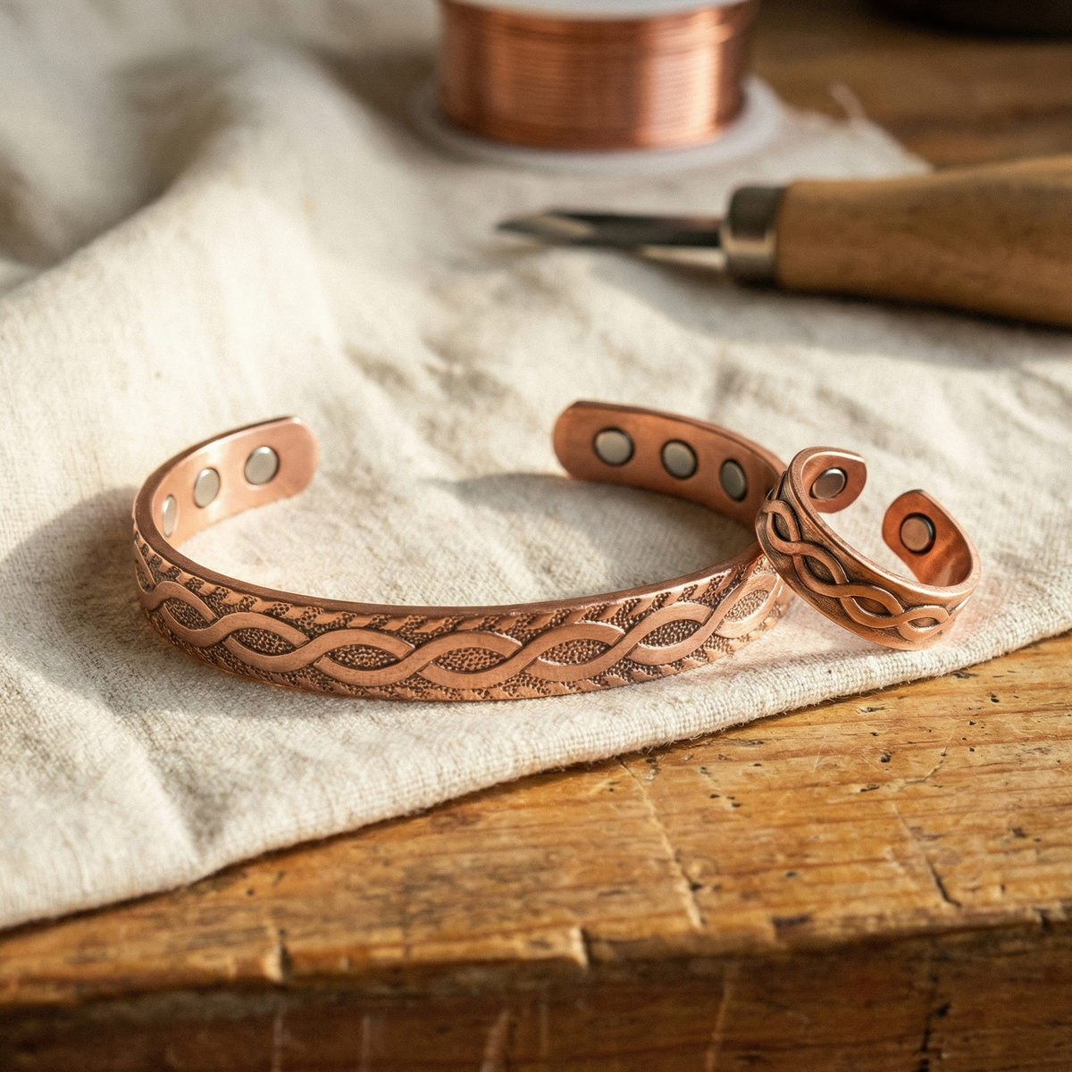 Knot-Designed Copper Jewelry Set