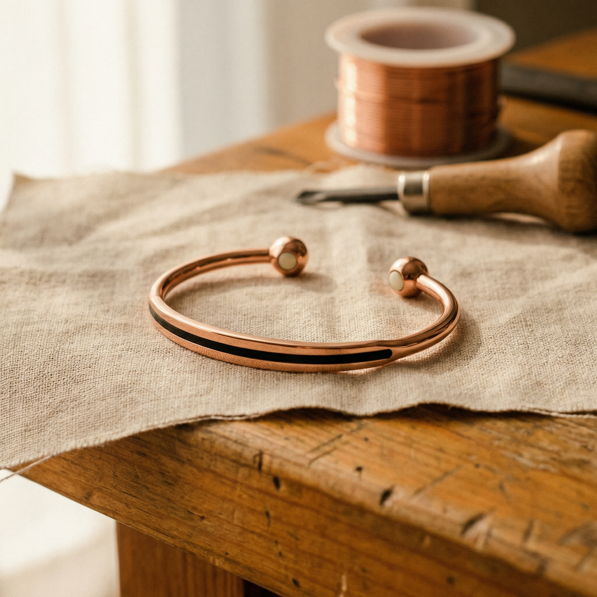Two-Sphere Bronze Bracelet