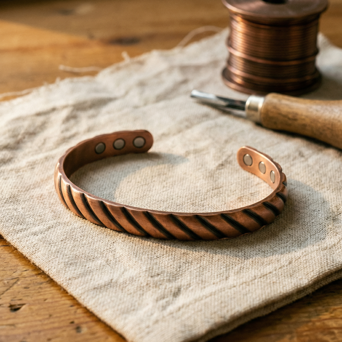 Textured Bronze Groove Bracelet
