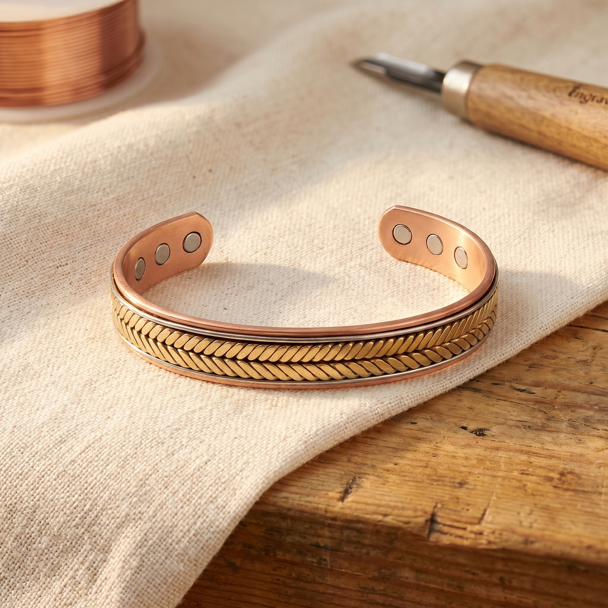 Braided Center Bronze Bracelet