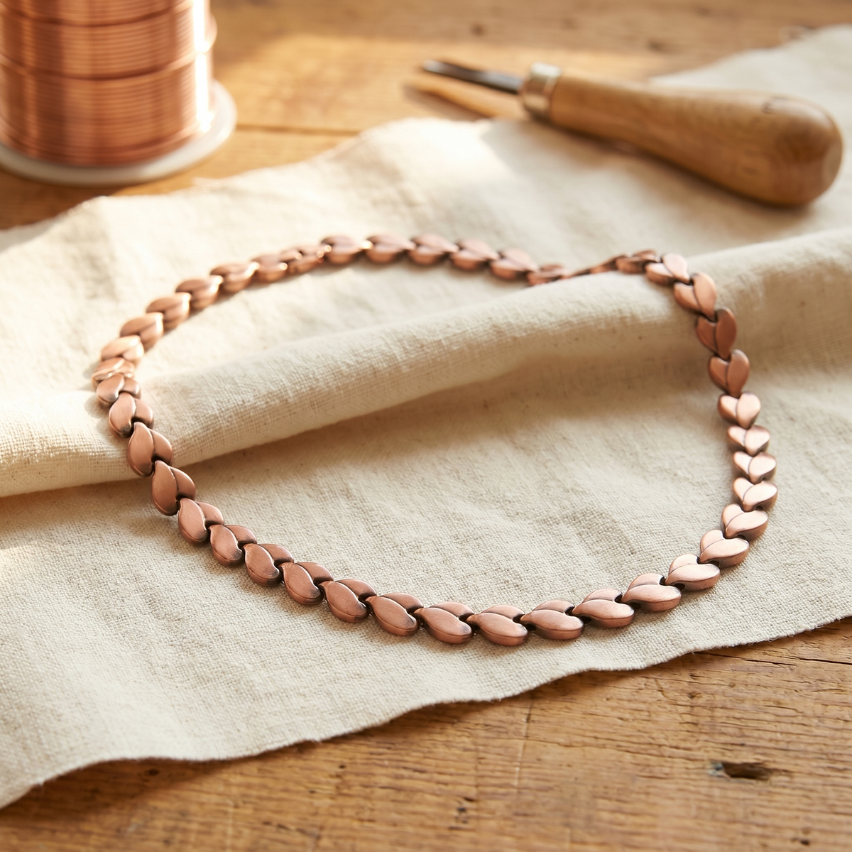 Heart-Shaped Bronze Necklace