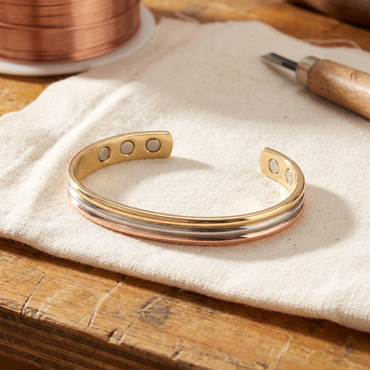 Men's Three-Tone Copper Bracelet