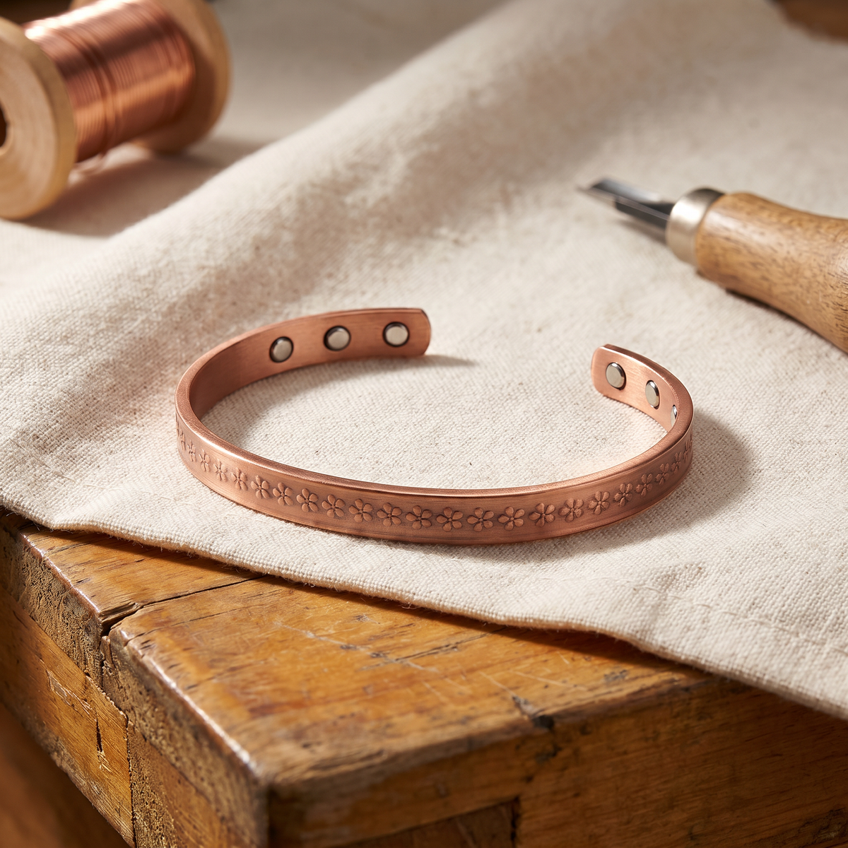 Relief Flower Bronze Bracelet