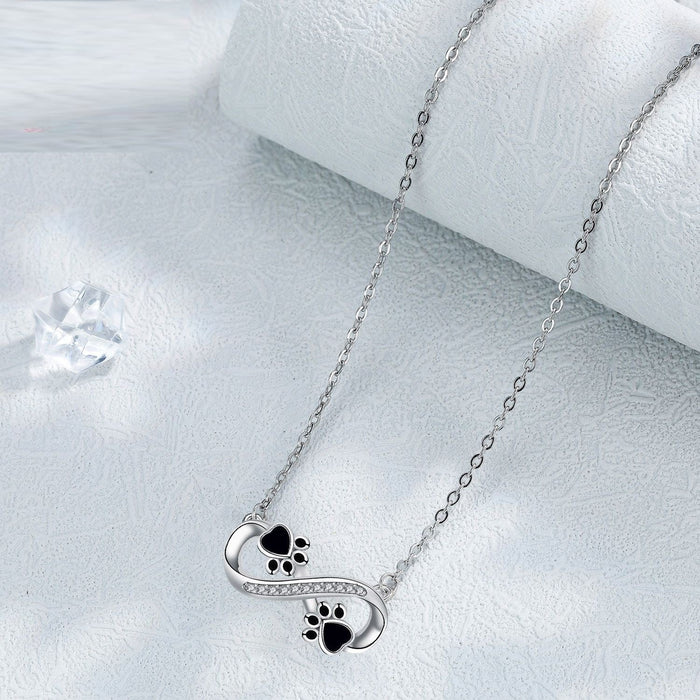 Infinite Paw Print Love Chain with Zirconia