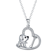 Silver collar with heart pendant 'Loyal Companion'