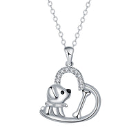 Silver collar with heart pendant 'Loyal Companion'