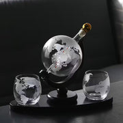 World Map Set Whiskey Bottle and Glass