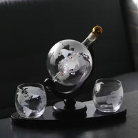 World Map Set Whiskey Bottle and Glass