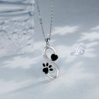 Heart and Infinite Love Pattern Necklace with Paw