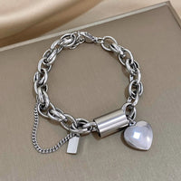 Thick Bracelet with Hearts | Gold