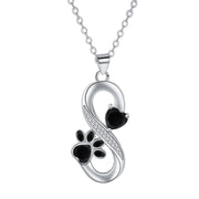Heart and Infinite Love Pattern Necklace with Paw