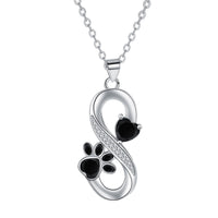 Heart and Infinite Love Pattern Necklace with Paw
