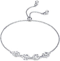 Adjustable Sterling Silver Bracelet with Dog Paw Print