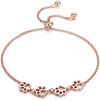 Adjustable Sterling Silver Bracelet with Dog Paw Print