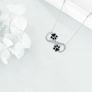 Infinite Love Dog Paw Pendant Necklace with Zirconia