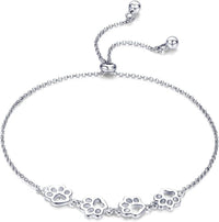 Adjustable Sterling Silver Bracelet with Dog Paw Print