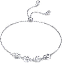 Adjustable Sterling Silver Bracelet with Dog Paw Print