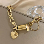 Thick Bracelet with Hearts | Gold