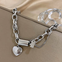 Thick Bracelet with Hearts | Gold