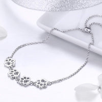 Adjustable Sterling Silver Bracelet with Dog Paw Print