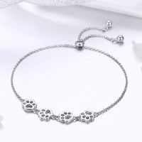 Adjustable Sterling Silver Bracelet with Dog Paw Print
