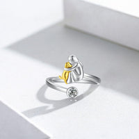 Adjustable Dog Ring Made of Silver – Handmade Ring for Women
