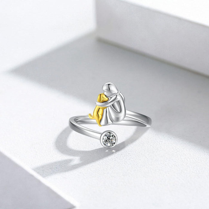 Adjustable Dog Ring Made of Silver – Handmade Ring for Women