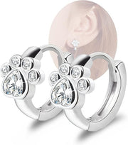 Small hoop earrings with paw print design – Animal-themed hoops for women