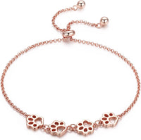 Adjustable Sterling Silver Bracelet with Dog Paw Print