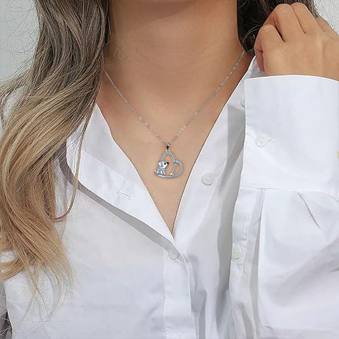 Silver collar with heart pendant 'Loyal Companion'