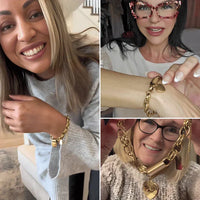 Thick Bracelet with Hearts | Gold