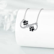 Infinite Love Dog Paw Pendant Necklace with Zirconia