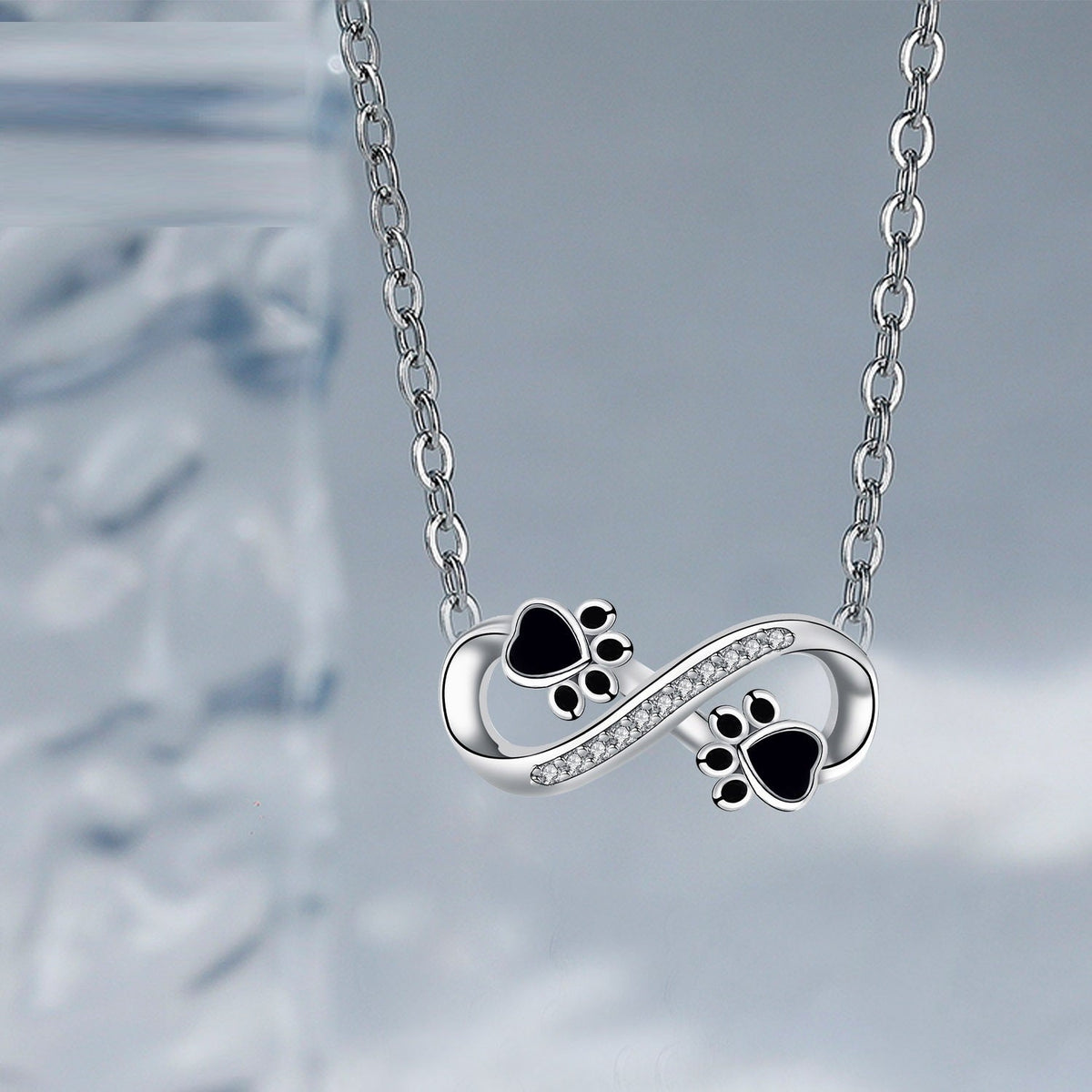 Infinite Paw Print Love Chain with Zirconia