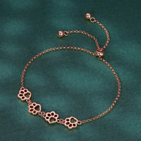 Adjustable Sterling Silver Bracelet with Dog Paw Print