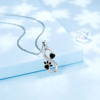 Heart and Infinite Love Pattern Necklace with Paw