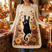 Autumn Cat-Themed Quilted Kitchen Apron