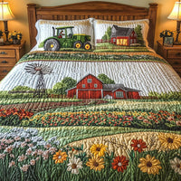 3-Piece Quilted Bed Set - Happy Farm
