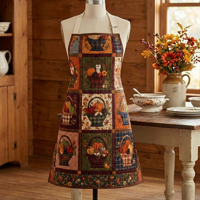 Quilted Kitchen Apron - 'Baskets of Abundance' Design